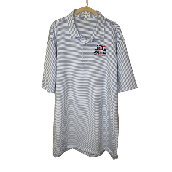 Peter Millar Comfort Striped Polo Shirt XXL JDG Logo New Golf Beach Club Work - Picture 7 of 10